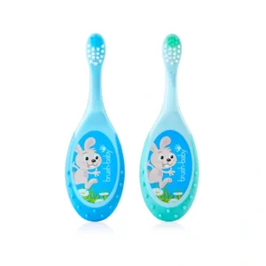 FlossBrush™ dječja četkica za zube s vlaknima (0-3 godine) dvostruko pakiranje - plava i tirkizna